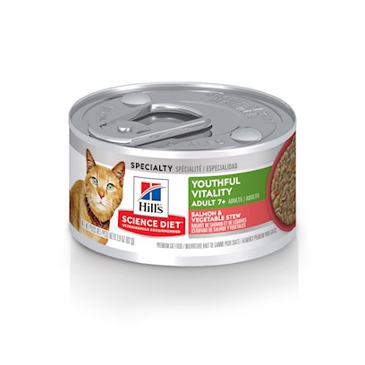Hill's Science Diet Adult 7+ Youthful Vitality Salmon & Vegetable Stew Canned Cat Food