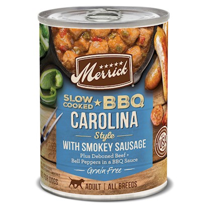 Merrick Grain Free Slow Cooked BBQ Carolina Style Sausage Recipe Canned Dog Food