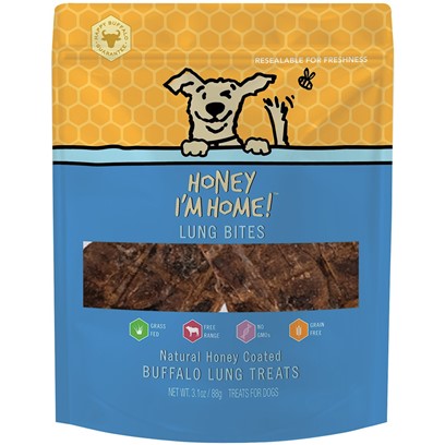 Honey I'm Home Natural Honey Coated Lung Bites Buffalo Dog Chews