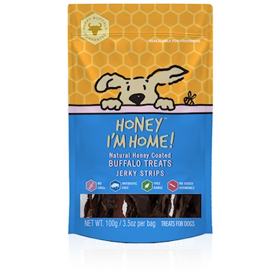 Honey I'm Home Natural Honey Coated Jerky Strips Buffalo Dog Treats