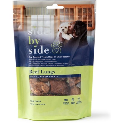 Side By Side Small Batch Dry Roasted Beef Lung Neutral Dog Treats
