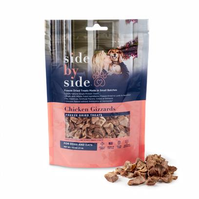 Side By Side Small Batch Freeze Dried Chicken Gizzards Dog Treats