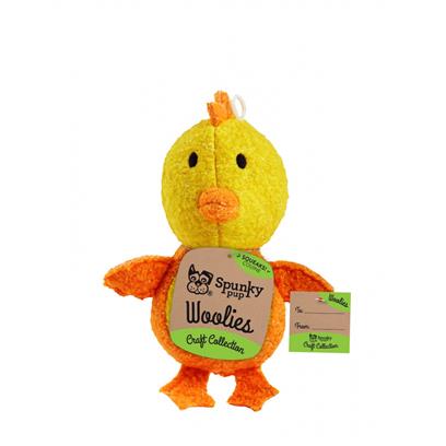 Spunky Pup Woolies Craft Collection Chicken Squeaky Plush Dog Toy