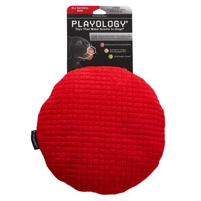 Playology Plush Crinkle Disk Beef Scented Dog Toy