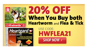 20% OFF When you Buy both Heartworm and Flea & Tick - USE CODE:HWFLEA21