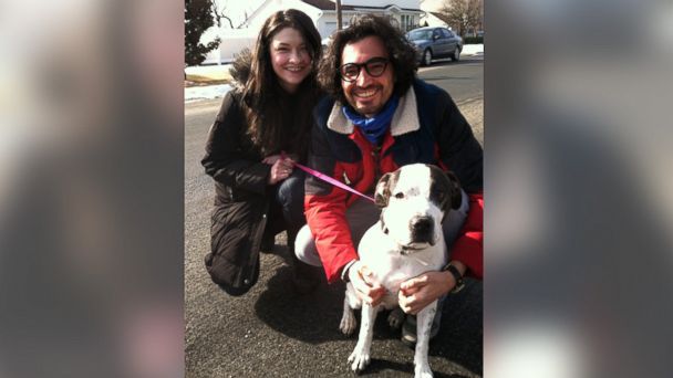 Nina, 13, with her owners Jesse Simon, right, and Moira Foehr, left. Credit: Jesse Simon and Moira Foehr