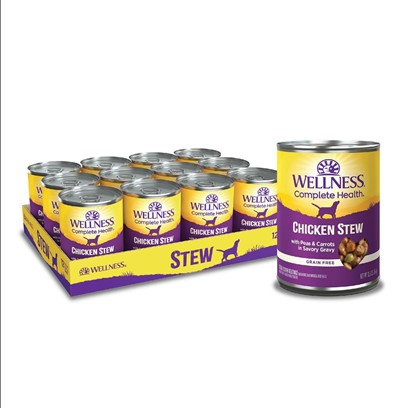 Wellness Canned Dog Food For Adult Dogs Chicken Stew with Peas & Carrots Recipe 