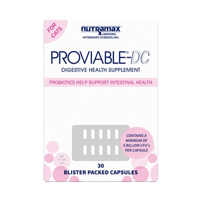 Nutramax Proviable-DC Digestive Health Supplement Multi-Strain Probiotics and Prebiotics for Cats and Dogs