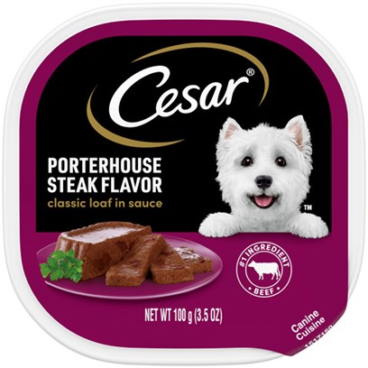 Cesar Canine Cuisine With Portherhouse Steak Flavor In Meaty Juices