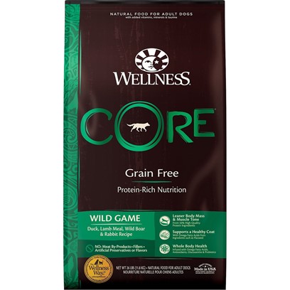 Wellness CORE Grain Free Natural Wild Game Duck, Turkey, Wild Boar and Rabbit Recipe Dry Dog Food