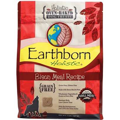 Earthborn Holistic Grain Free Oven Baked Biscuits Bison Meal Recipe Dog Treats