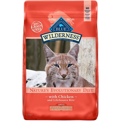 Blue Buffalo BLUE Wilderness Grain Free Indoor Hairball and Weight Control Chicken Recipe Dry Cat Food