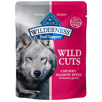 Blue Buffalo Wilderness Wild Cuts Trail Toppers Chunky Salmon Bites in Hearty Gravy Dog Food Pouch