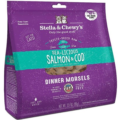 Stella & Chewy's Sea-Licious Salmon & Cod Dinner Morels Grain Free Freeze Dried Raw Cat Food