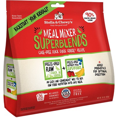 Stella & Chewy's Freeze Dried Raw Cage-Free Duck Duck Goose Meal Mixer SuperBlends Grain Free Dog Food Topper