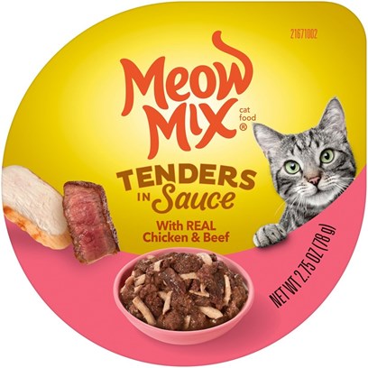 Meow Mix Tenders in Sauce Real Chicken and Beef in Gravy Cat Food Cups