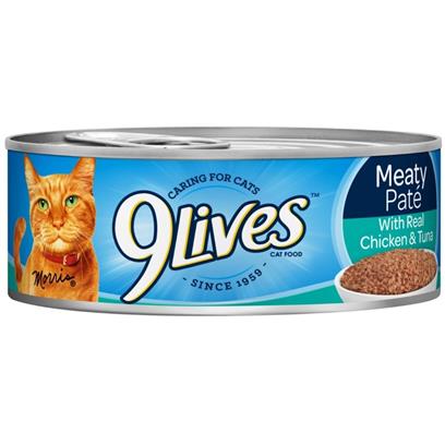 9 Lives Meaty Pate with Chicken and Tuna Dinner Canned Cat Food