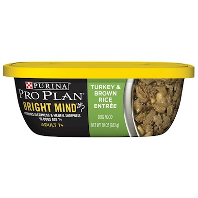 Purina Pro Plan Bright Mind Adult 7+ Turkey and Brown Rice Entree Dog Food Tray