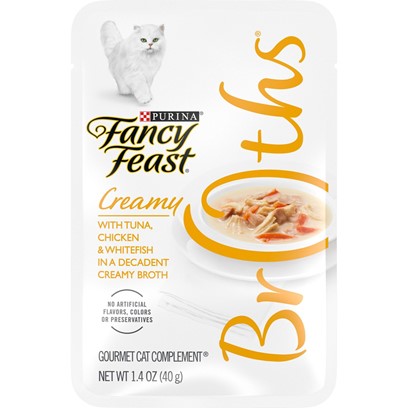 Purina Fancy Feast Creamy Broths With Tuna, Chicken & Whitefish Supplemental Cat Food Pouches