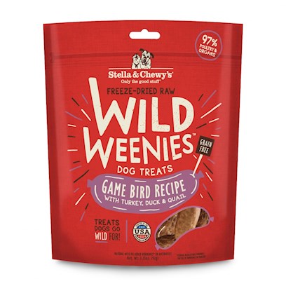Stella & Chewy's Wild Weenies Grain Free Red Game Bird Recipe Freeze Dried Raw Dog Treats