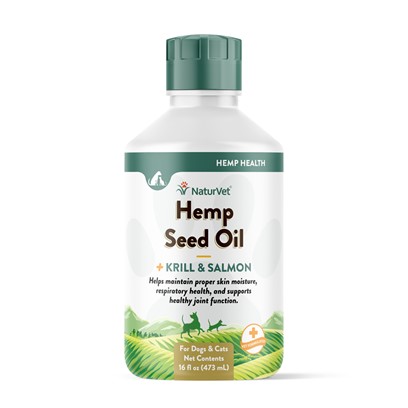 NaturVet Hemp Seed Oil with Krill & Salmon for Skin, Respiratory & Joint Health for Dogs & Cats