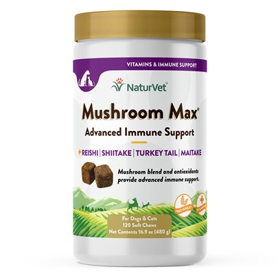 NaturVet Mushroom Max Advanced Immune Support Soft Chews for Dogs and Cats