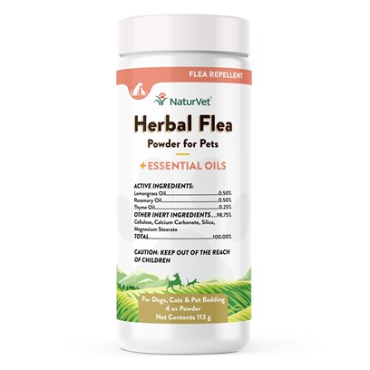 NaturVet Herbal Flea Powder with Essential Oils for Cats and Dogs