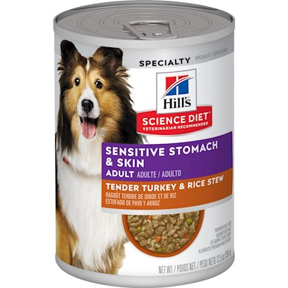 Hill's Science Diet Adult Sensitive Stomach & Skin Tender Turkey & Rice Stew Canned Dog Food