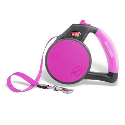 Wigzi Gel Handle Reflective Tape Pink Retractable Dog Leash