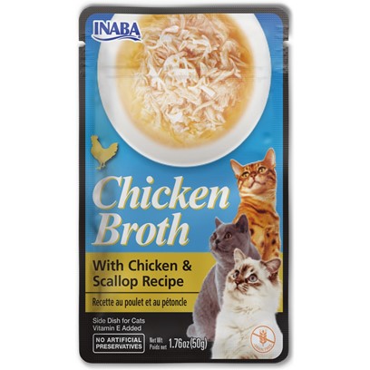 Inaba Cat Chicken Broth Chicken & Scallop Recipe Cat Food Topper