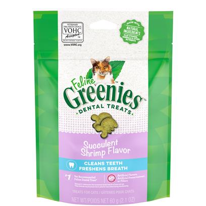 Feline Greenies Adult Natural Dental Care Cat Treats, Succulent Shrimp Flavor