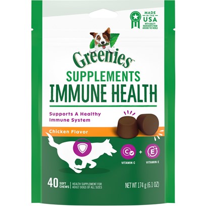 Greenies Immune Health Dog Supplementsm Chicken Flavor Soft Chews for Adult Dogs of All Sizes