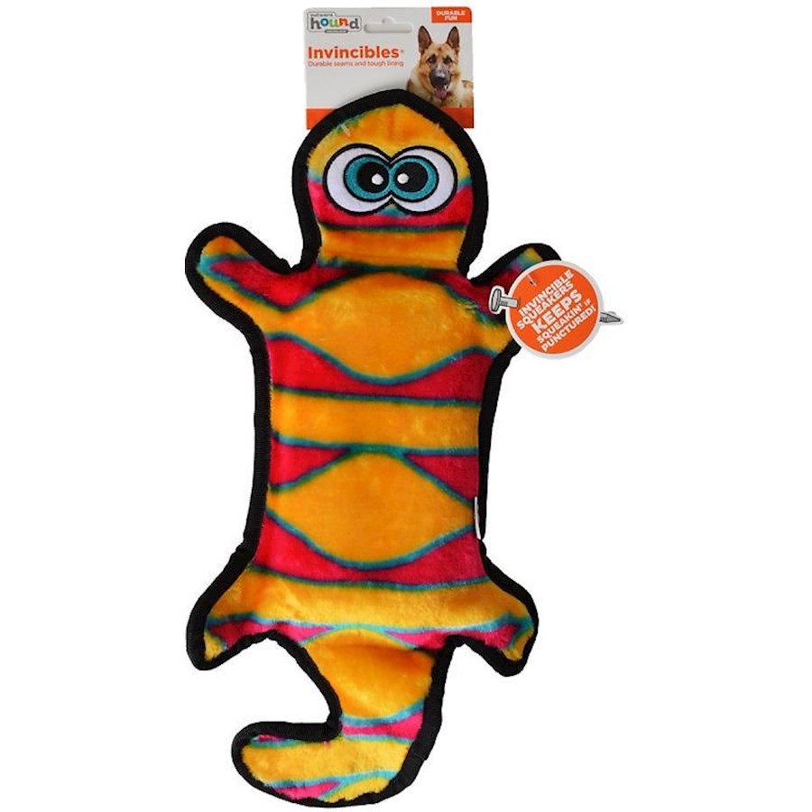 Outward Hound Invincibles Red & Orange Gecko Dog Toy, 2 Squeakers