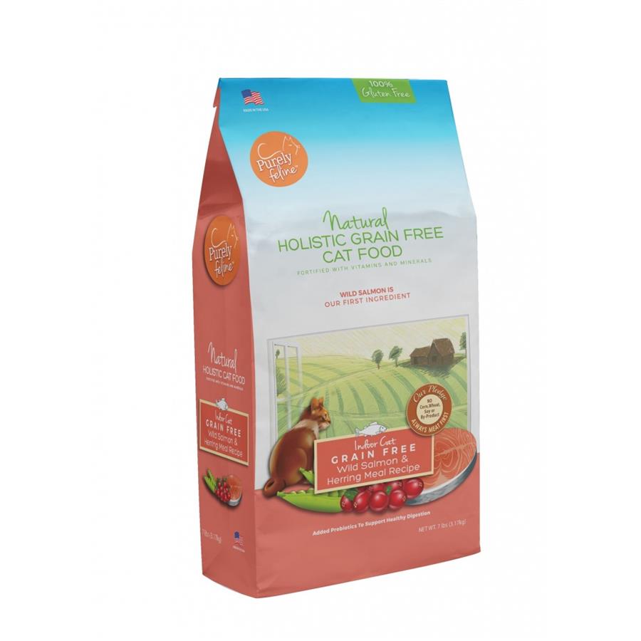 Purely Feline Grain Free Salmon Herring Meal Recipe Dry Cat Food