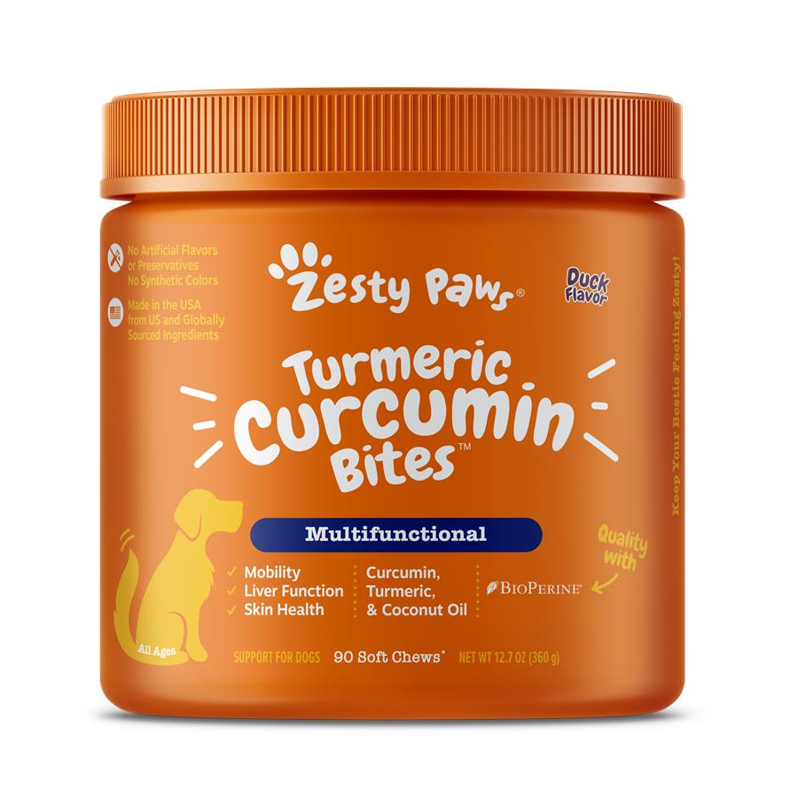Zesty Paws Turmeric Curcumin Bites Joint Immune Health Duck Soft Chews for Dogs