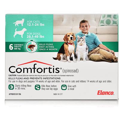 Comfortis Flea Preventative Dogs - 20-40 lbs. or Cats - 12-24 lbs, 6 months supply
