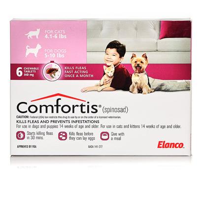 Comfortis Flea Preventative Dogs - 5-10 lbs. or Cats - 4-6 lbs, 6 months supply