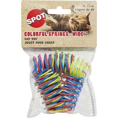 FREE SHIPPING IN THE USA ETHICAL SPOT COLORFUL SPRINGS WIDE 10 PACK CAT TOY. 
