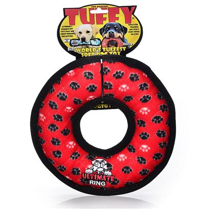 Tuffy's Rumble Ring Junior - Red Paw Print 