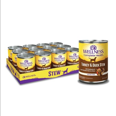 Wellness Canned Dog Food for Adult Dogs Turkey & Duck Stew with Sweet Potatoes & Cranberries