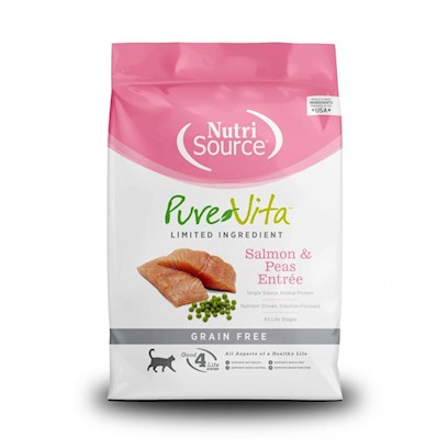 Nutri Source Pure Vita Grain Free Salmon Recipe Dry Cat Food 