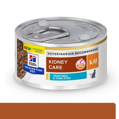 Hill's Prescription Diet k/d Kidney Care Canned Cat Food 2.9 oz, 24-pack, Vegetable, Tuna, & Rice Stew Flavor