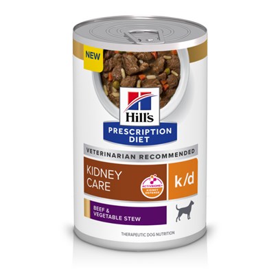 Hill's Prescription Diet k/d Kidney Care Canned Dog Food 12.5 oz, 12-pack, Beef & Vegetable Stew Flavor