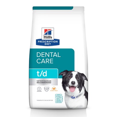 Photos - Dog Food Hills Hill's Prescription Diet t/d Dental Care Dry  25 lb Bag, Original Bites, Chicken Flavor 