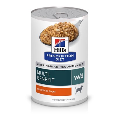 Hill's Prescription Diet w/d Multi-Benefit Digestive/Weight/Glucose/Urinary Management Canned Dog Food 13 oz, 12-pack, Chicken Flavor