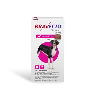 Bravecto Chews for Dogs 88-123 lbs 24 Weeks Supply - 2 Doses