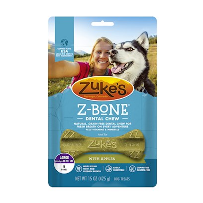 Zukes Z-Bones Edible Dental Chews Clean Apple Crisp Regular, 6 ct