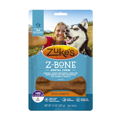 Zukes Z-Bones Edible Dental Chews Regular Clean Carrot Crunch