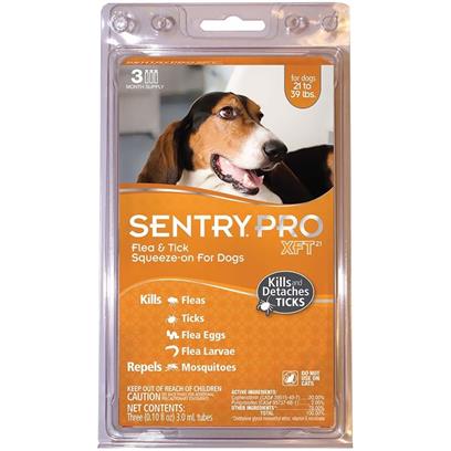 SentryPro XFT21 Flea Tick SqueezeOn ORANGE for Dogs kills fleas in as little as 1 hour and ticks in as little as 3 hours It not only prevents against the adult fleas it also protects your dog from flea eggs and larvae for up to 9 weeks Plus you can bathe your pet 24 hours after you apply the squeezeon Apply product monthly Effective and easy to use Kills and repels fleas in as little as 1 hour Kills ticks in as little as 3 hours Kills fleas ticks flea eggs larvae Controls reinfestation for up to 9 weeks