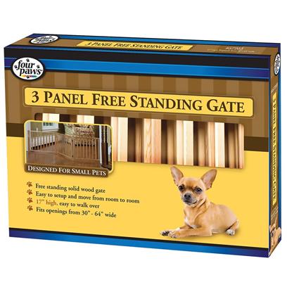 Four Paws Free Standing 3 Panel Walk Over Wood Gate